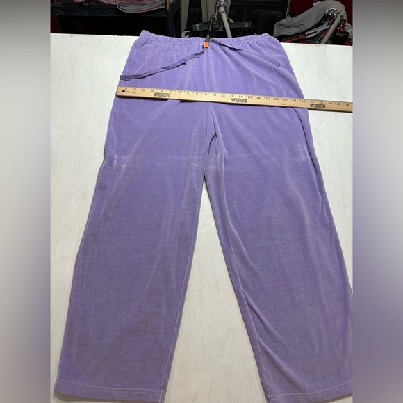 Vintage Oscar de la Renta Lavender Lounge Pajama Set L 2pc Top Pants Y2K Soft - Picture 4 of 11